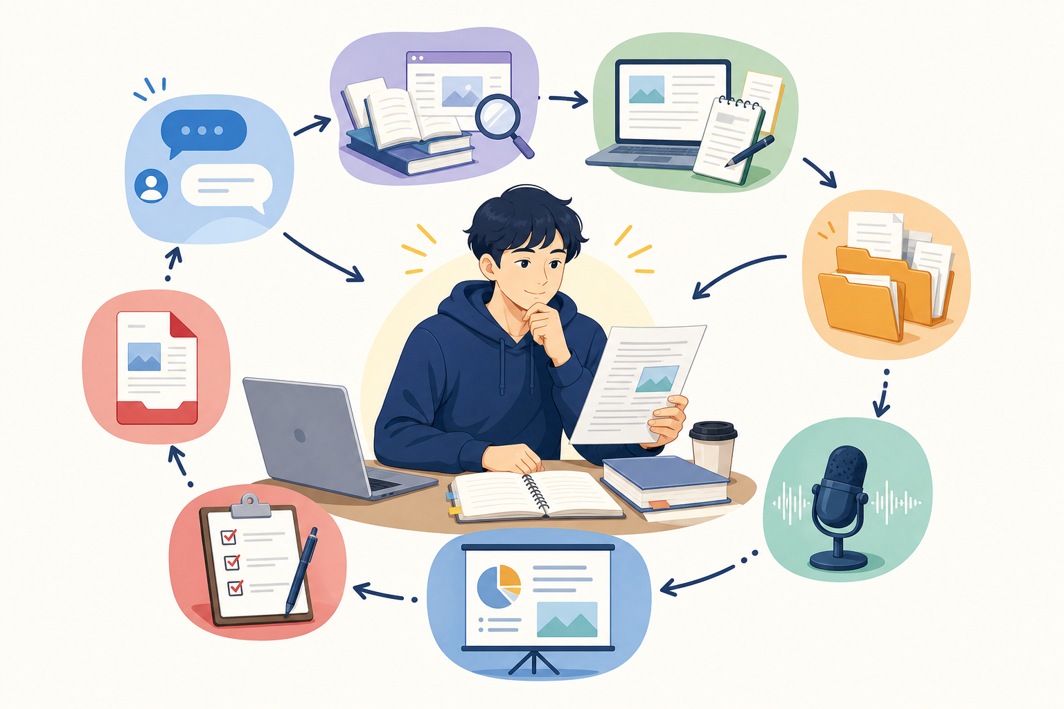 AIツールを組み合わせながら大学生本人が成果物を確認する総合ワークフロー